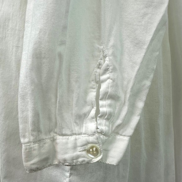 APRIL CORNELL Vintage White 100% Cotton Nightgown Dress Long Sleeve Floral Sz M - Picture 5 of 9
